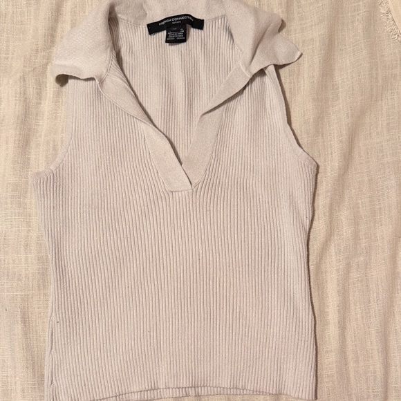 French Connection Cream Ribbed Top - Picture 1 of 2